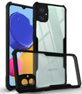 For Samsung Galaxy A04 | A04E Back Case Cover (Crystal Glass Back | Camera Protection | Shockproof Bumpers | Professional Black)