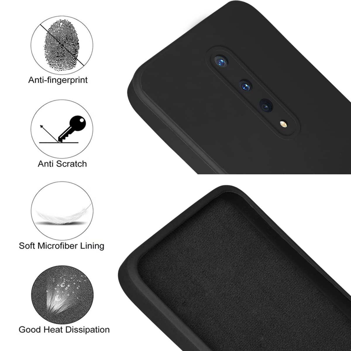 For OnePlus 8 Back Cover Case (Matte Finish Silicone with Inside Fiber Cloth)