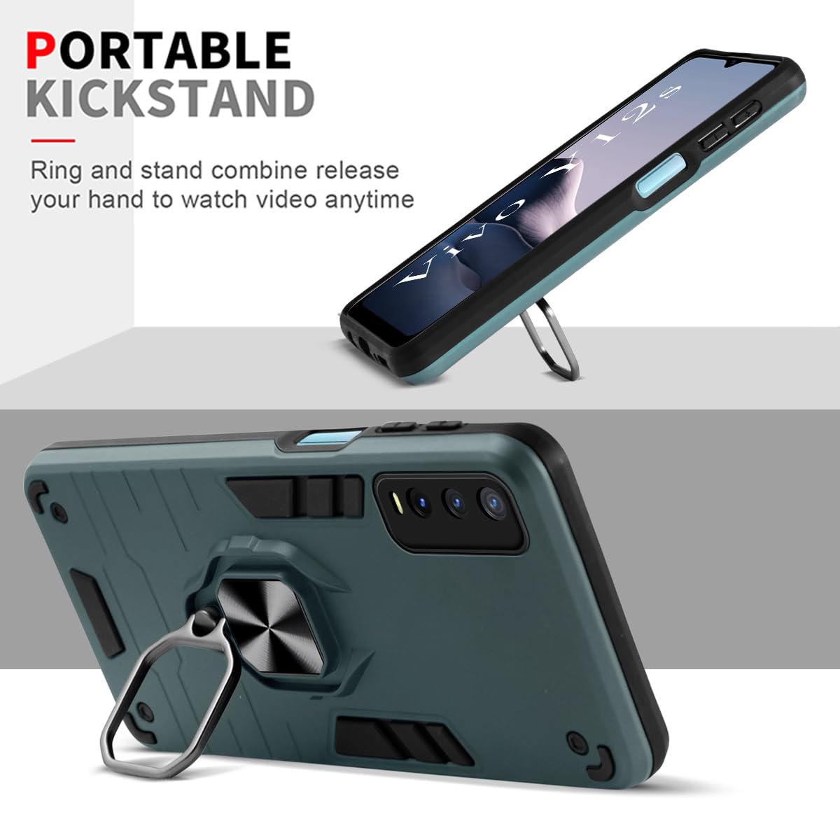 For Vivo Y12s Back Cover Case (Shockproof Polycarbonate Dual Layer Hybrid Armor)