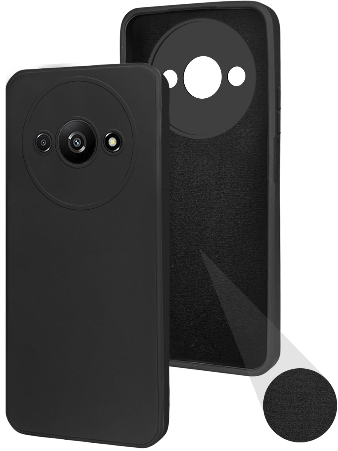 For Xiaomi Redmi A3 Back Cover Case (Matte Finish Silicone with Inside Fiber Cloth)