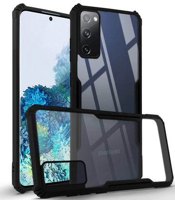 For Samsung Galaxy S20 Back Cover Case (Crystal Glass Back | Camera Protection | Shockproof Bumpers | Professional Black)