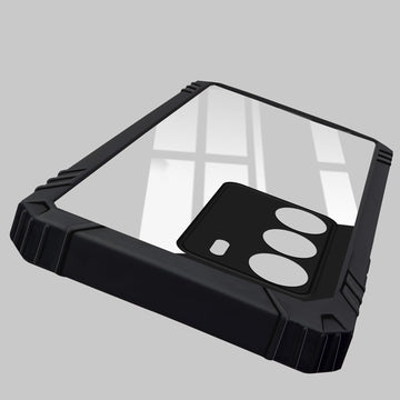 For Realme P3 Lite Crystal Back Cover Case (Ultimate Shockproof Bumpers | Anti Yellow | Rugged Armor | Hybrid PC | Black)