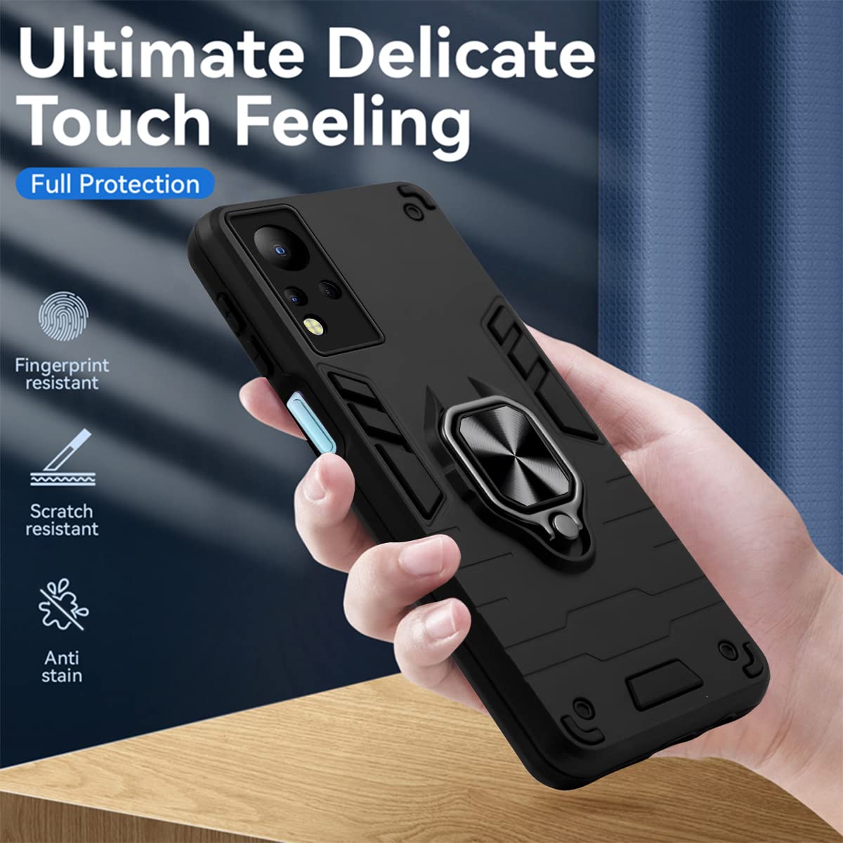 For Infinix Note 12 Back Cover Case (Dual Layer Hybrid | Ring Holder & Kickstand | 360 Degree Shockproof Protection)