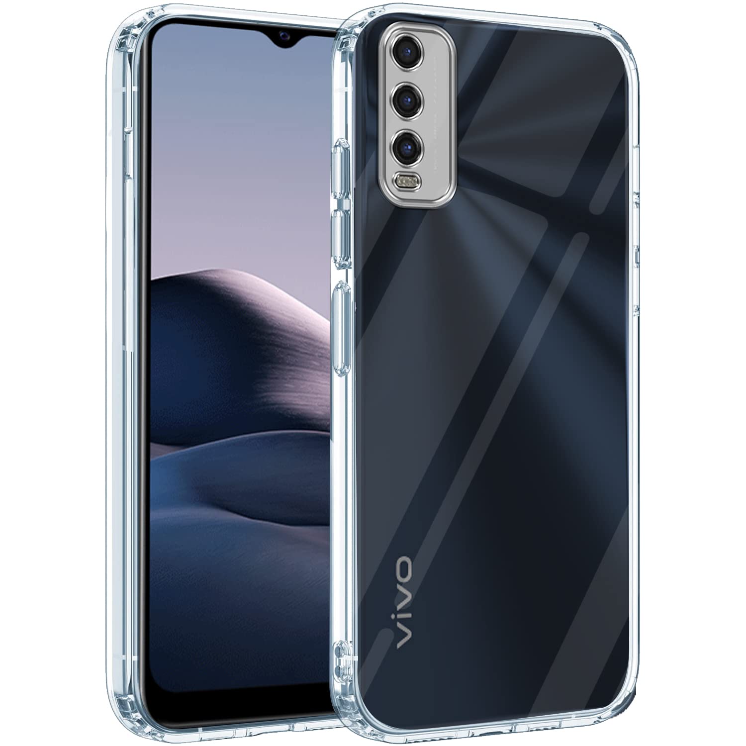 For Vivo Y20A | Y20T | Y20G Back Cover Case (Silicone Crystal Clear | Pure Camera Protection | Soft and Flexible for Charger and Headphone sockets | Shockproof Bumpers)