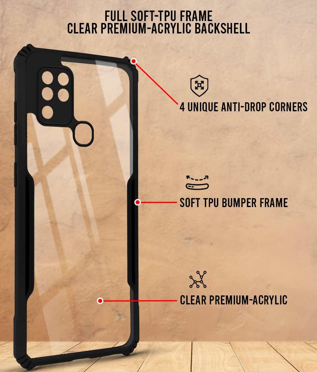 For Infinix Hot 10 Back Cover Case (Shockproof with Polycarbonate Clear Panel)