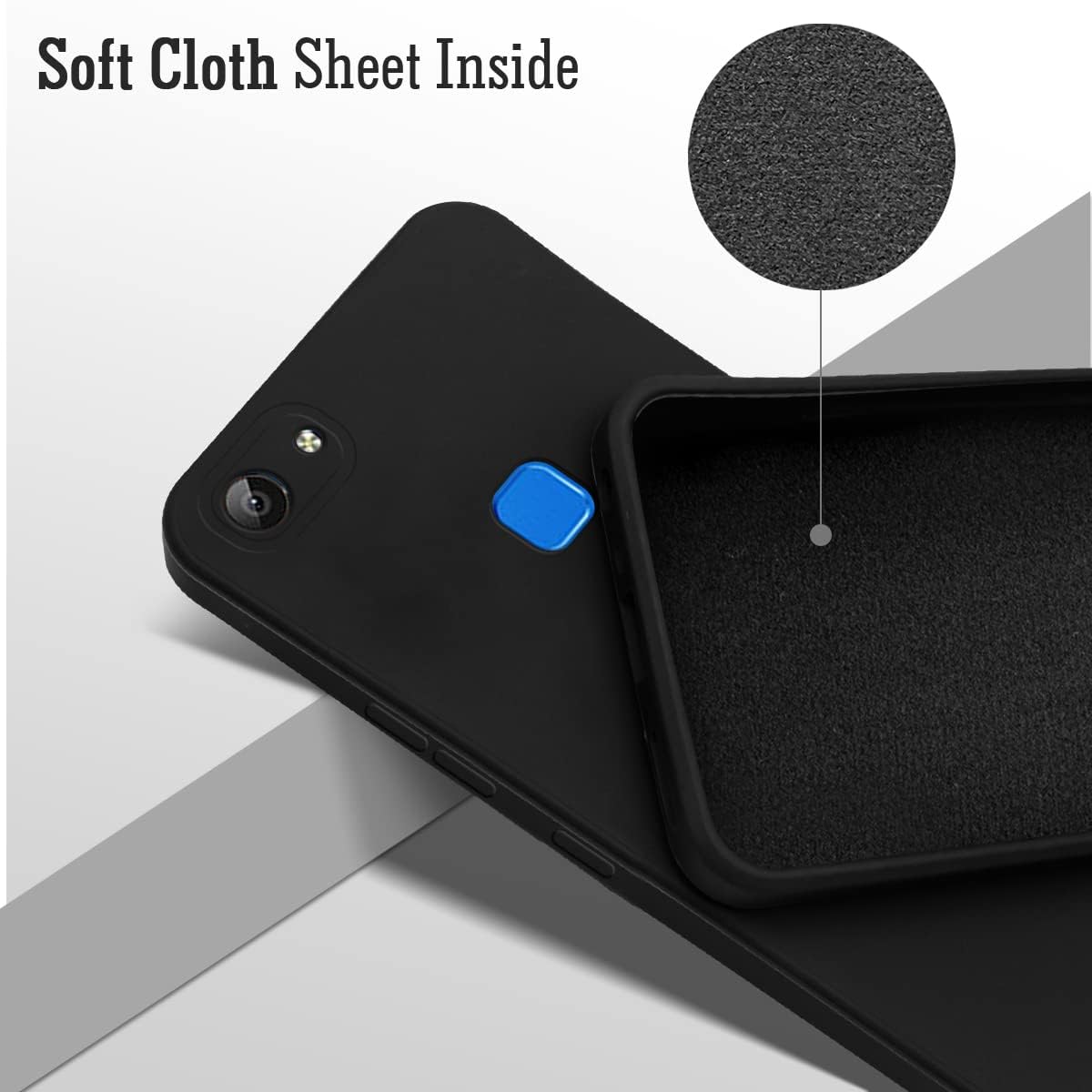 For Vivo V7 Back Cover Case (Matte Finish Silicone with Inside Fiber Cloth)