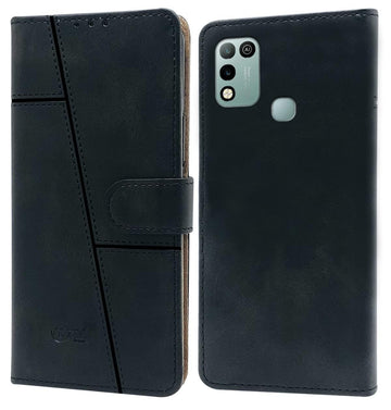 For Infinix Hot 10 Play Flip Case Cover ( Stitched Leather with Magnetic Closure)