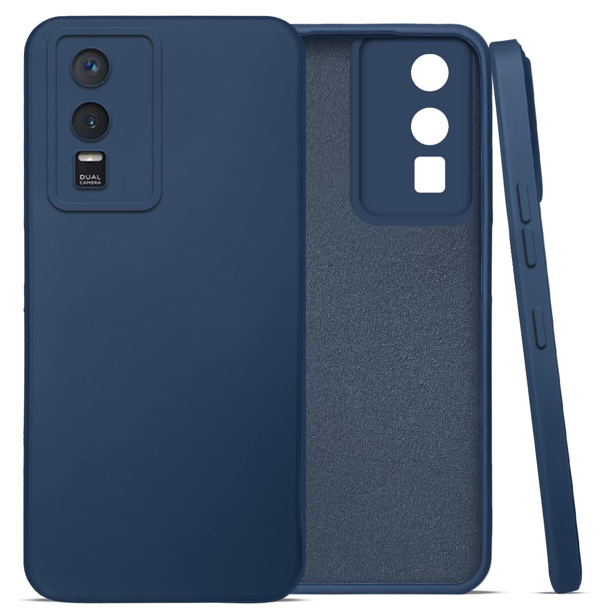 For Vivo Y76 5G | Y76s 5G Back Cover Case ( Matte Silicone with Inside Fiber cloth |Black )
