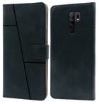 For Poco M2 Flip Cover Case (Stitched Leather Finish | Magnetic Closure | Inner TPU | Foldable Stand | Wallet Card Slots)