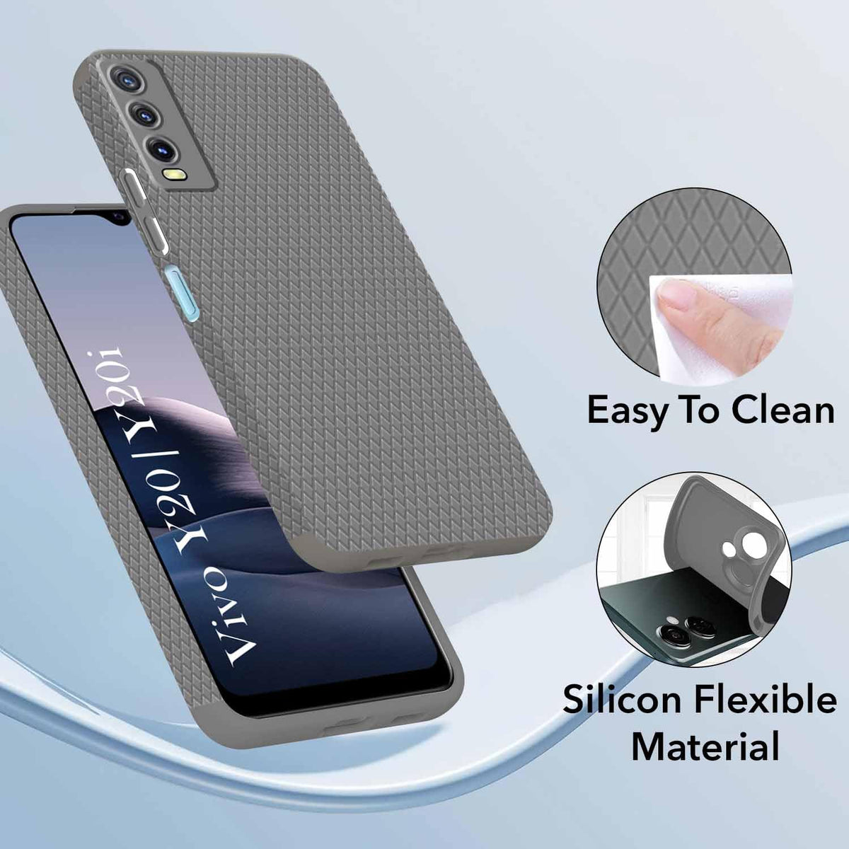 For Vivo Y20 | Y20i Back Cover Case (Liquid Silicone | Side Grip | Camera Protection) (Copy)