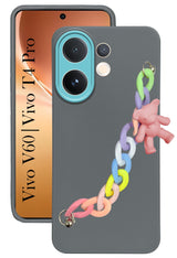 For Vivo V60 | Vivo T4 Pro Back Cover Case ( Wrist Hanging Chain | Teddy Bracelet Charms | Dual Color Matte Finish | Full Camera Protection | Sleek and Professional)