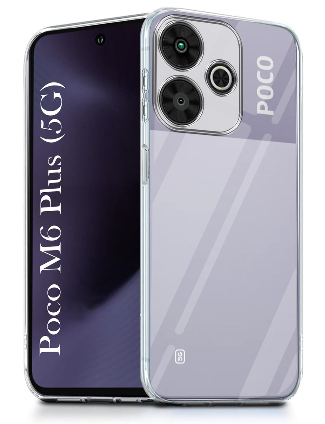 For Poco M6 Plus 5G Back Cover ( Silicone Clear Shockproof Case with Camera Protection and Dust Plugs | Transparent)