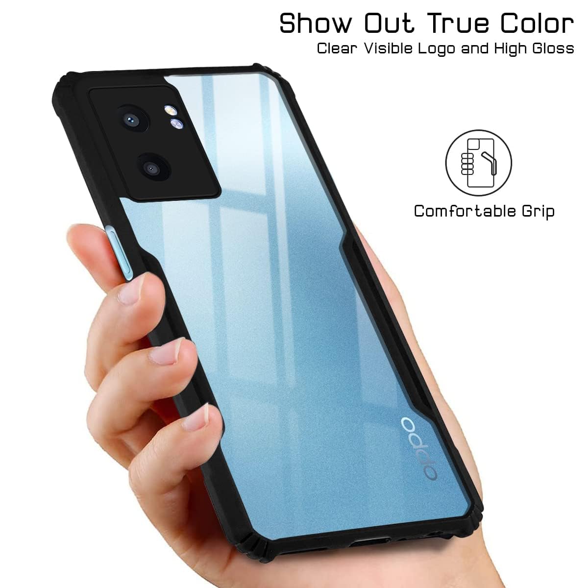 For Oppo K10 5G Back Cover Case (Crystal Glass Back | Camera Protection | Shockproof)