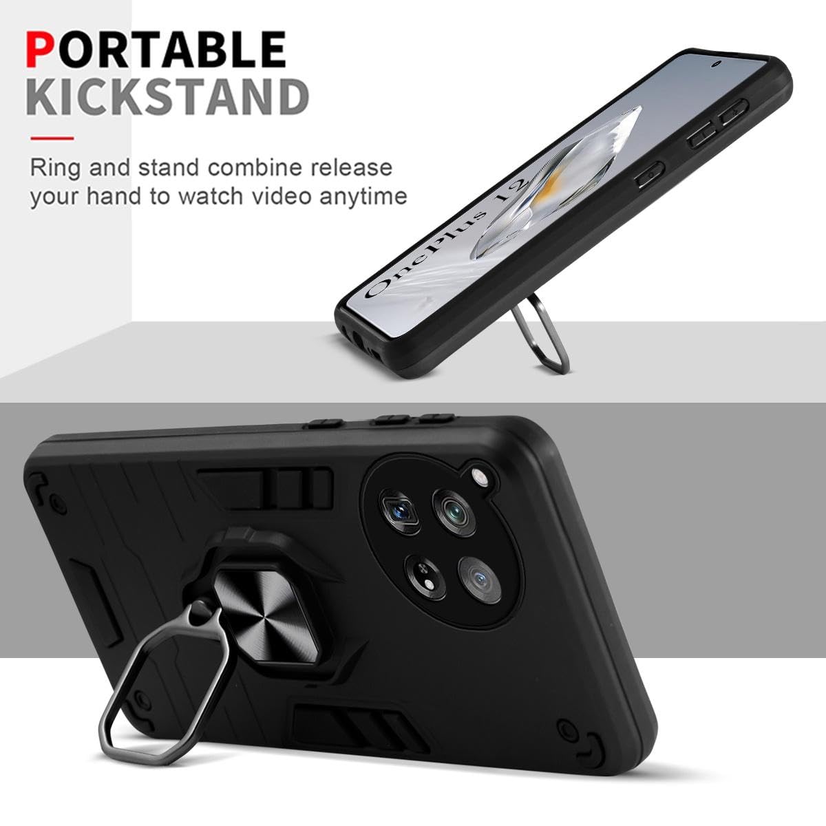 For OnePlus 12 5G Back Cover Case (Shockproof Polycarbonate Dual Layer Hybrid Armor)