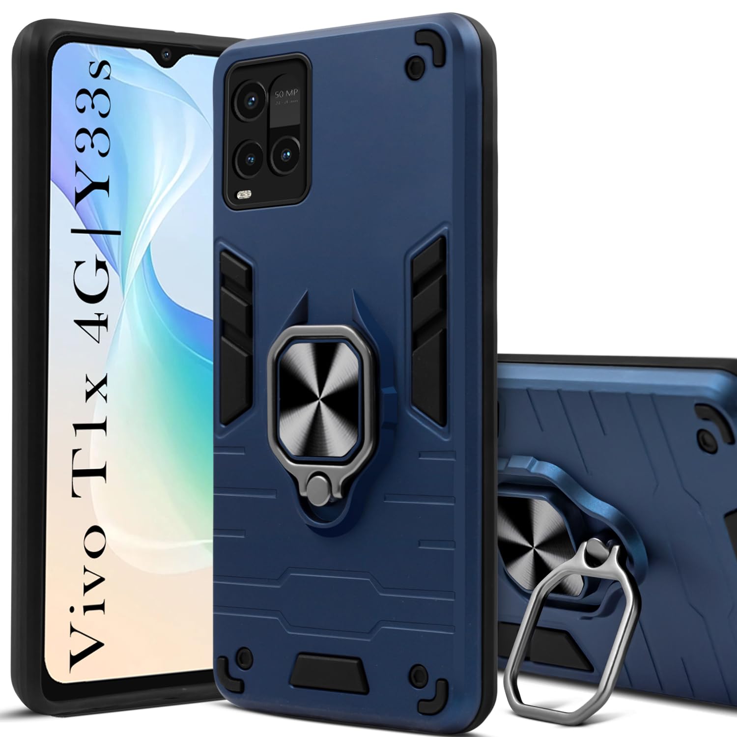For Vivo T1x 4G (India) Back Cover Case (Shockproof Polycarbonate Dual Layer Hybrid Armor)