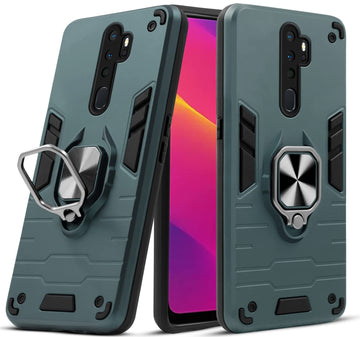 For Oppo A5 (2020) | Oppo A9 (2020) Back Cover Case (Dual Layer Hybrid Armor | Ring Holder & Kickstand in-Built | 360 Degree Shockproof Protection)