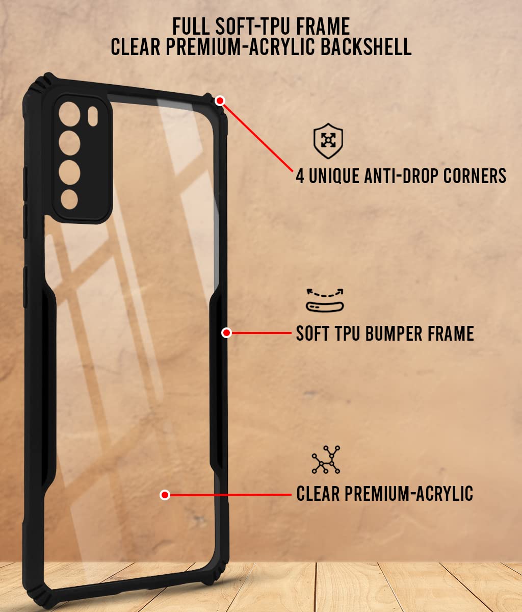 For Itel Vision 2 Back Cover Case (Crystal Glass Back | Camera Protection | Shockproof Bumpers)