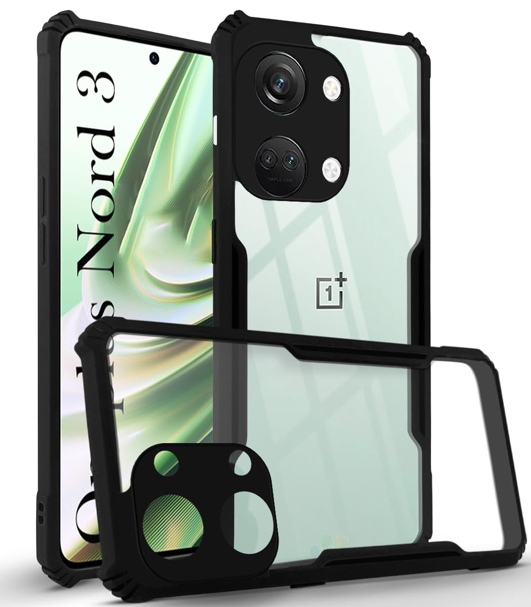 For Oneplus Nord 3 5G Back Cover Case (Shockproof with Polycarbonate Clear Panel)