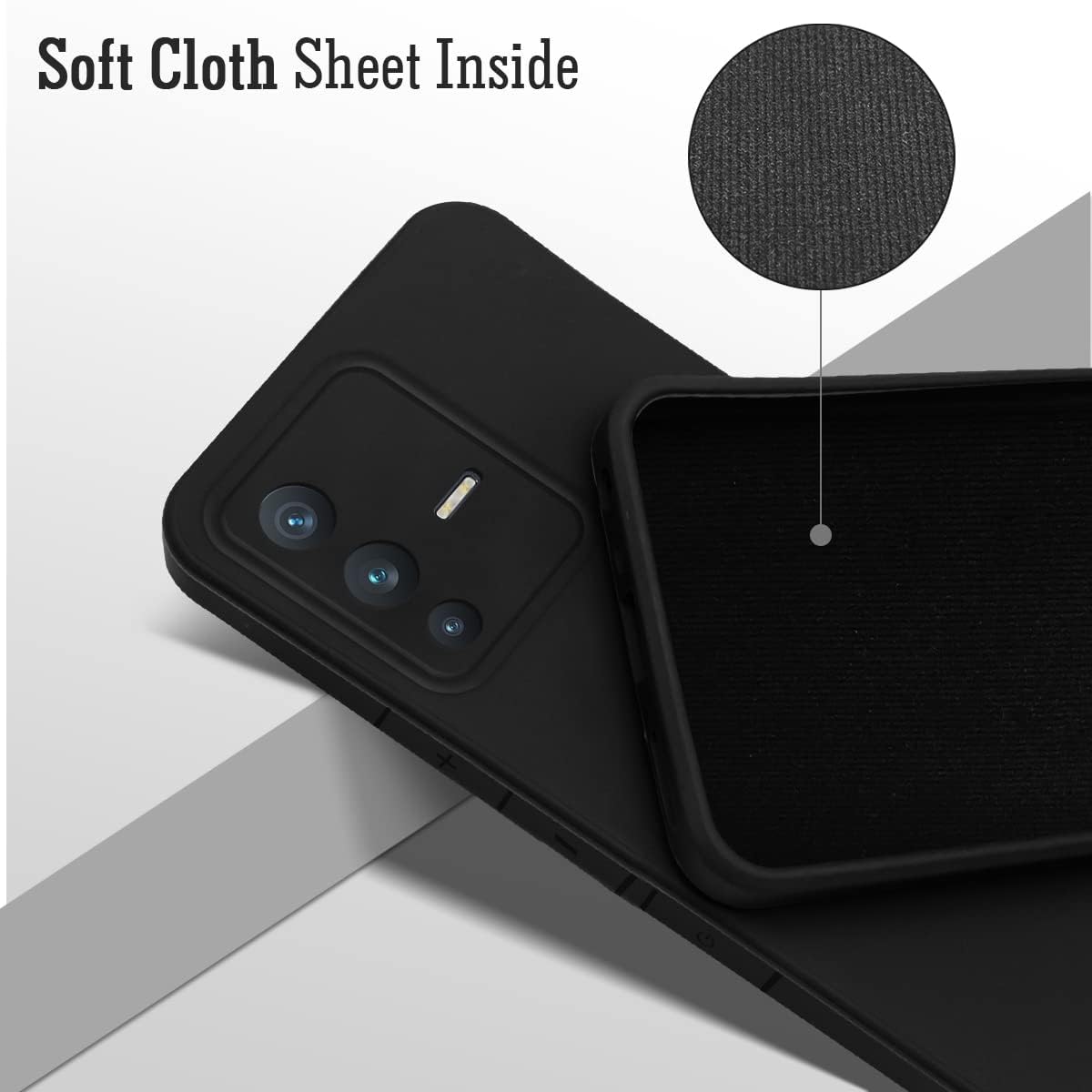 For Vivo V23 Pro 5G Back Cover Case (Matte Finish Silicone with Inside Fiber Cloth)