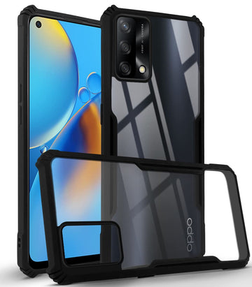 For Oppo F19 | F19s Back Cover Case (Crystal Glass Back | Camera Protection | Shockproof Bumpers)