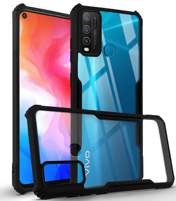 For Vivo Y50 Back Cover Case Hard PC Crystal Bumper Shockproof with Camera Protection
