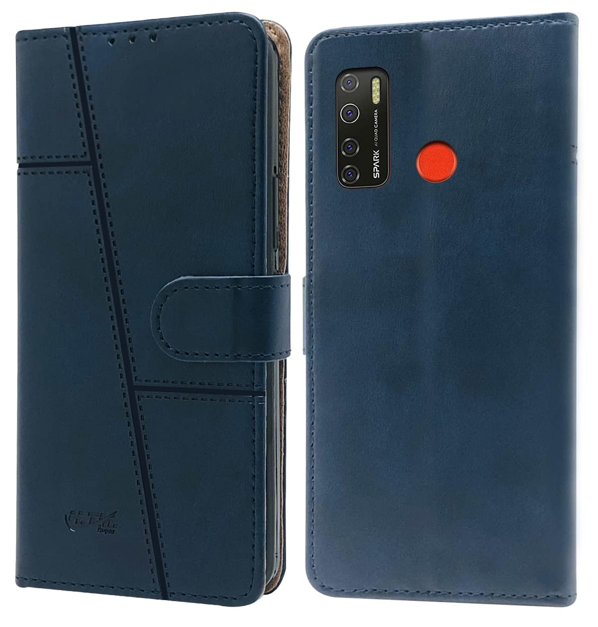 For Tecno Spark 5 | Spark 5 Pro Flip Cover Case (Stitched Leather with Magnetic Closure)