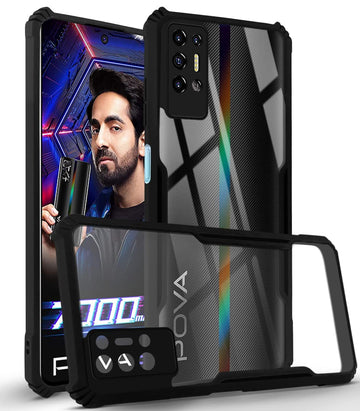For Tecno Pova 2 Back Cover Case (Shockproof with Polycarbonate Clear Panel)