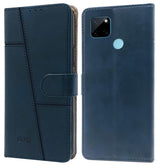 For Realme C25Y | C21Y Flip Cover Case (Stitched Leather Finish | Magnetic Closure | Inner TPU | Foldable Stand | Wallet Card Slots)