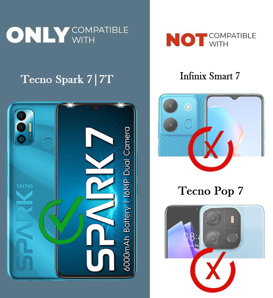 For Tecno Spark 7 | 7T Back Cover Case (Matte Finish Silicone with Inside Fiber Cloth)