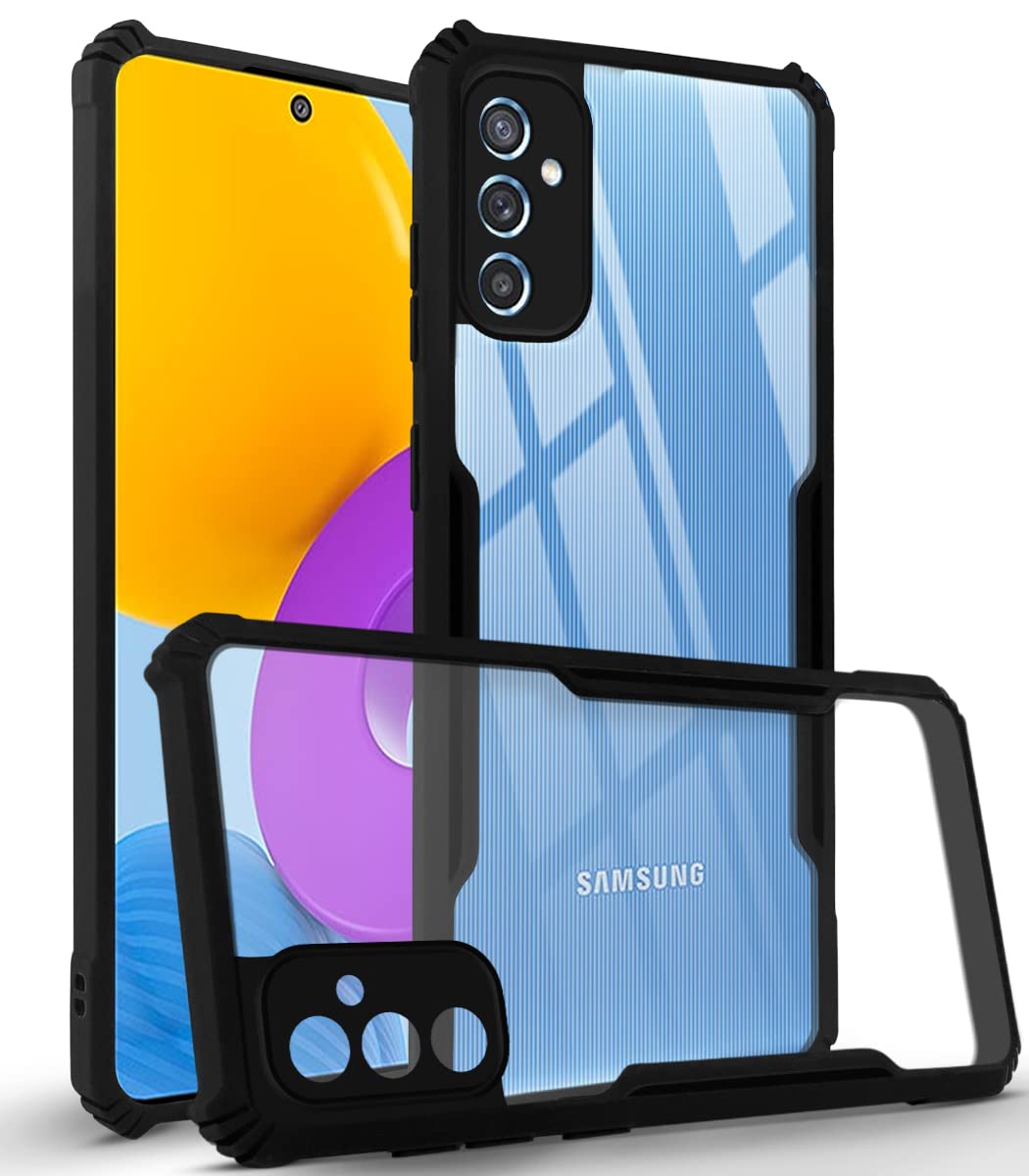For Samsung Galaxy M52 5G Back Cover Case (Crystal Glass Back | Camera Protection | Shockproof Bumpers | Professional Black)