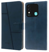For Tecno Spark 8 Flip Cover Case (Stitched Leather Finish | Magnetic Closure | Inner TPU | Foldable Stand | Wallet Card Slots)