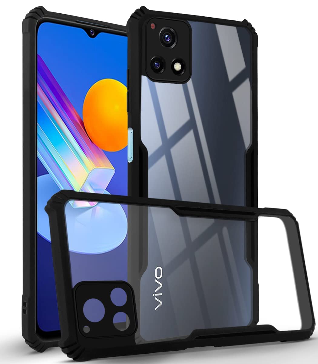 For Vivo Y72 5G Back Cover Case (Shockproof with Polycarbonate Clear Panel)