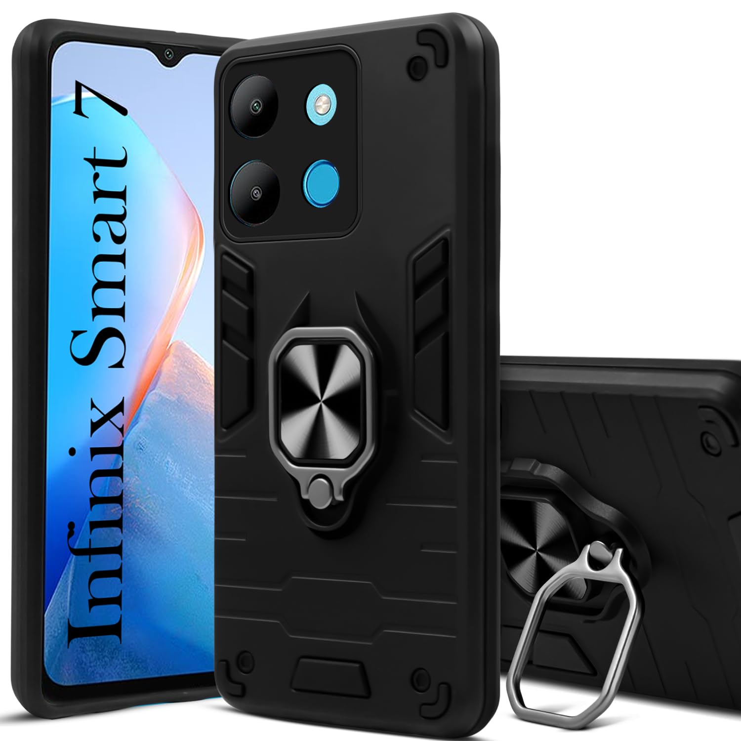 For Infinix Smart 7 Back Cover Case (Shockproof Polycarbonate Dual Layer Hybrid Armor)