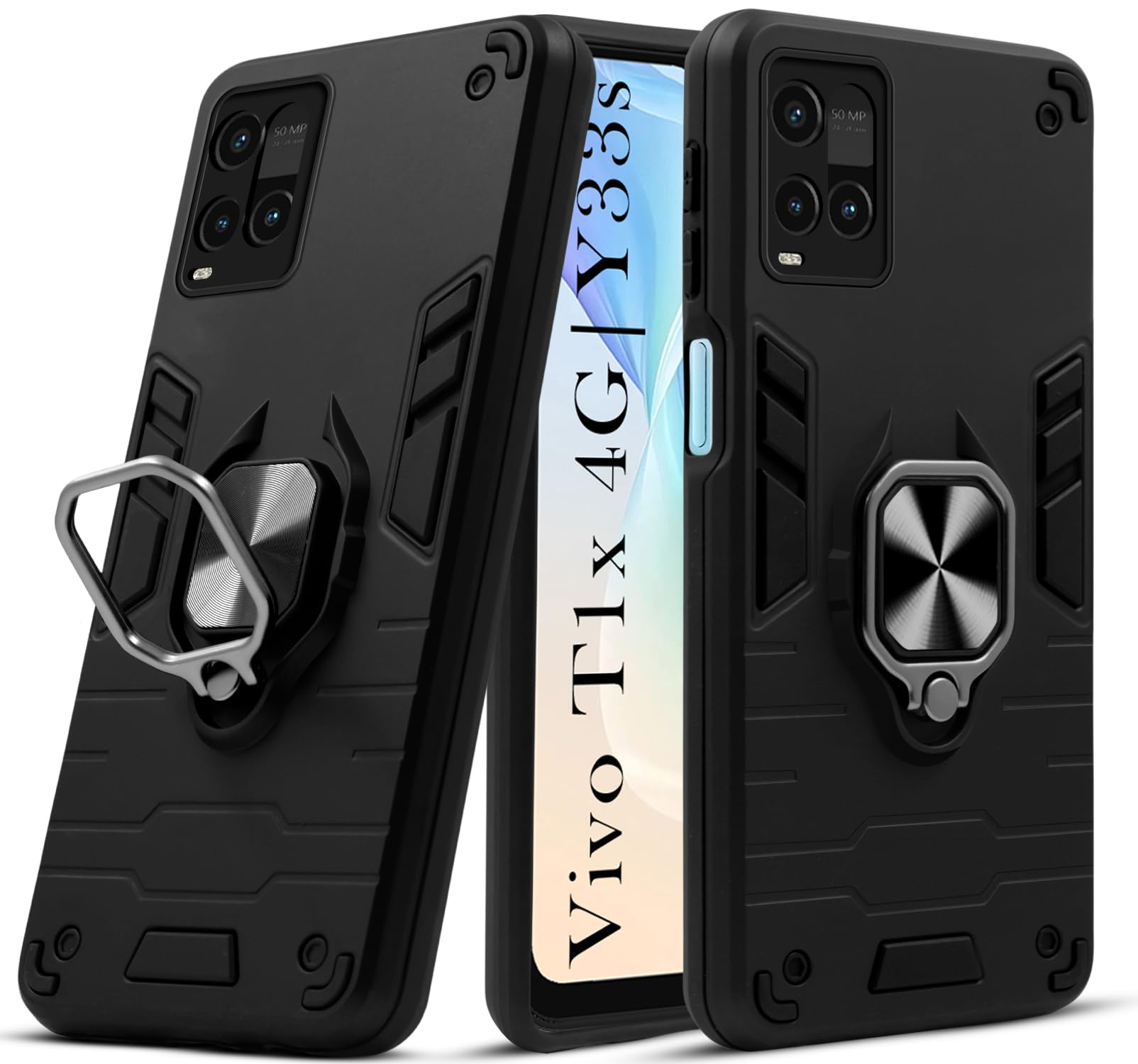 For Vivo T1x 4G (India) Back Cover Case (Shockproof Polycarbonate Dual Layer Hybrid Armor)