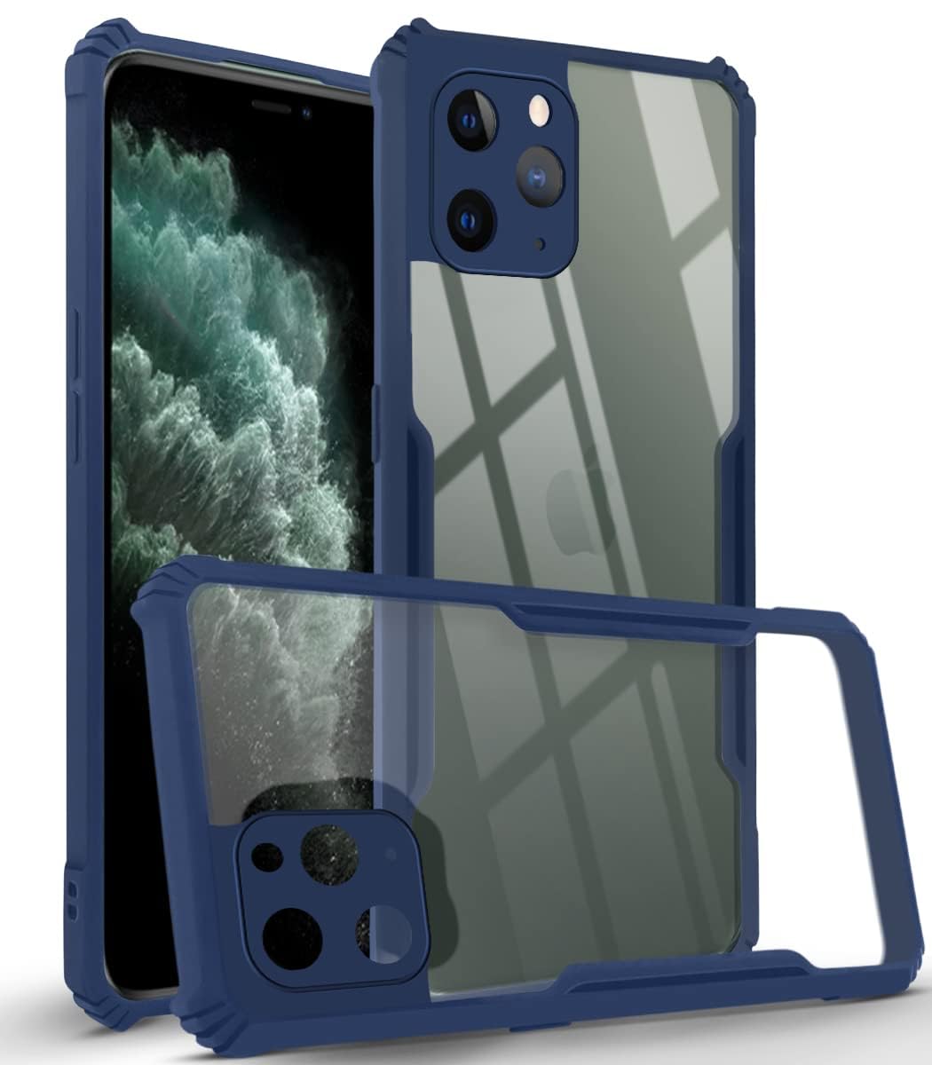 For Apple iPhone 11 Pro Max Back Cover Case (Crystal Glass Back | Camera Protection | Shockproof Bumpers)