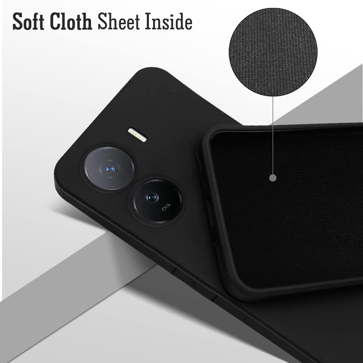 For iQOO Z7 5G Back Cover Case (Matte Finish Silicone with Inside Fiber Cloth)