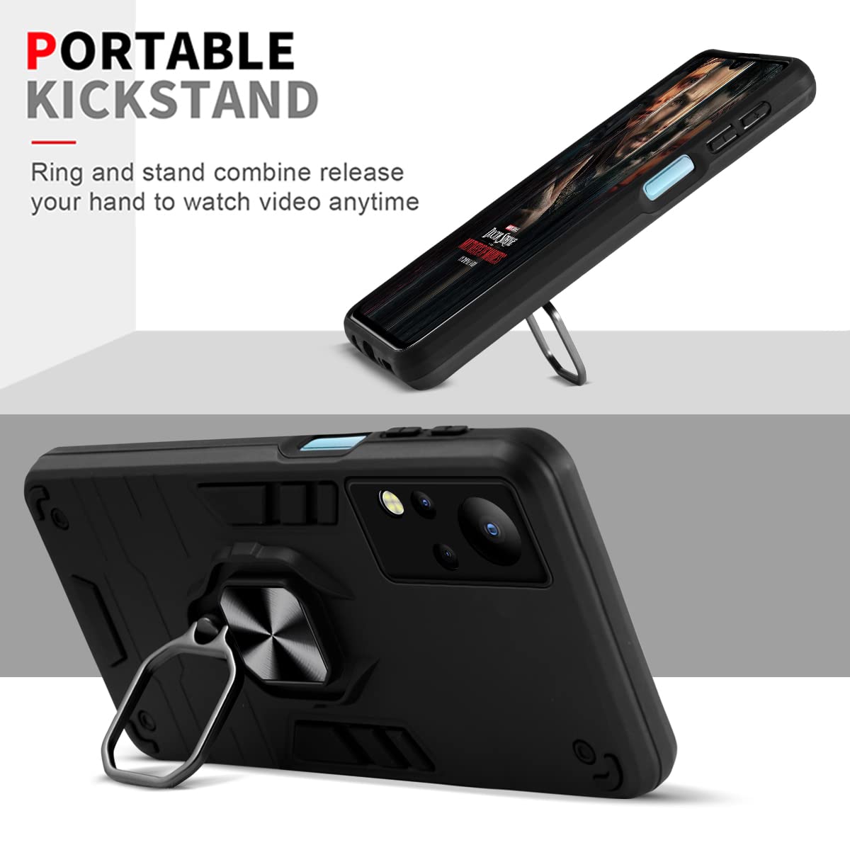 For Infinix Note 12 Back Cover Case (Dual Layer Hybrid | Ring Holder & Kickstand | 360 Degree Shockproof Protection)