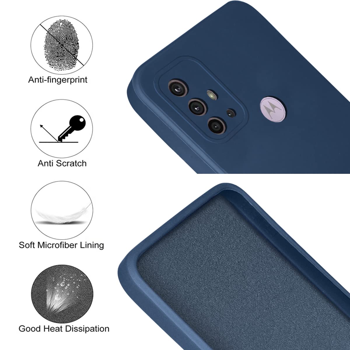 For Motorola Moto G30 Back Cover Case (Matte Silicone with Inside Fiber Cloth)