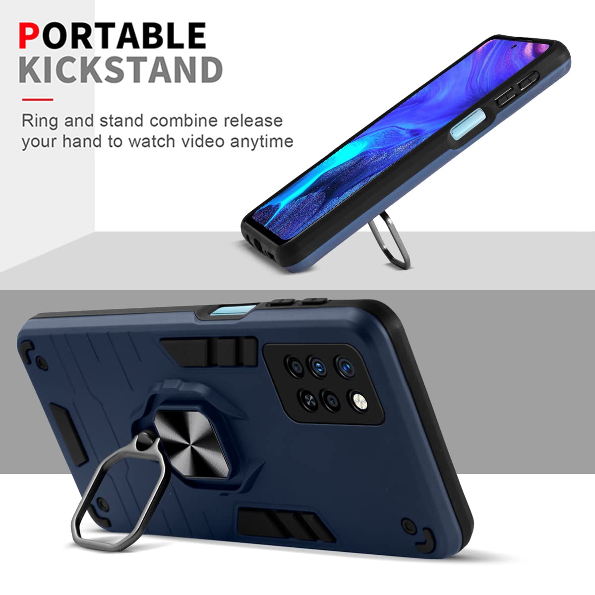For Infinix Note 10 Pro Back Cover Case (Dual Layer Hybrid | Ring Holder & Kickstand | 360 Degree Shockproof Protection)