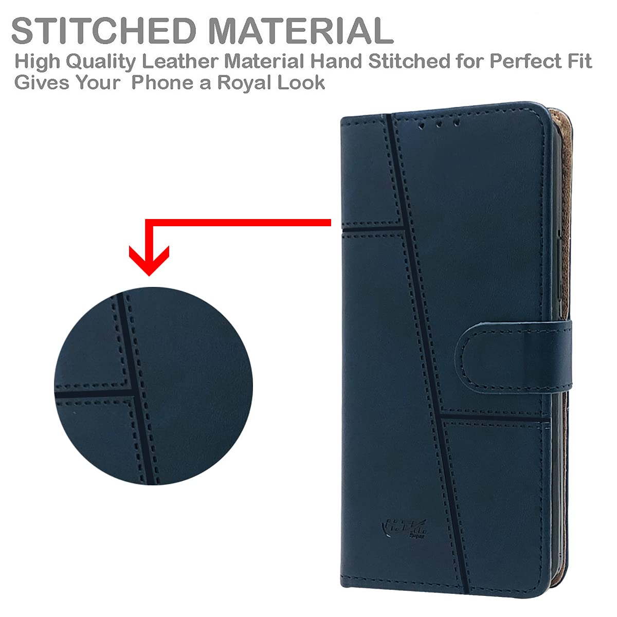 For Realme 9 Pro Flip Cover Case (Stitched Leather Finish | Magnetic Closure | Inner TPU | Foldable Stand | Wallet Card Slots)