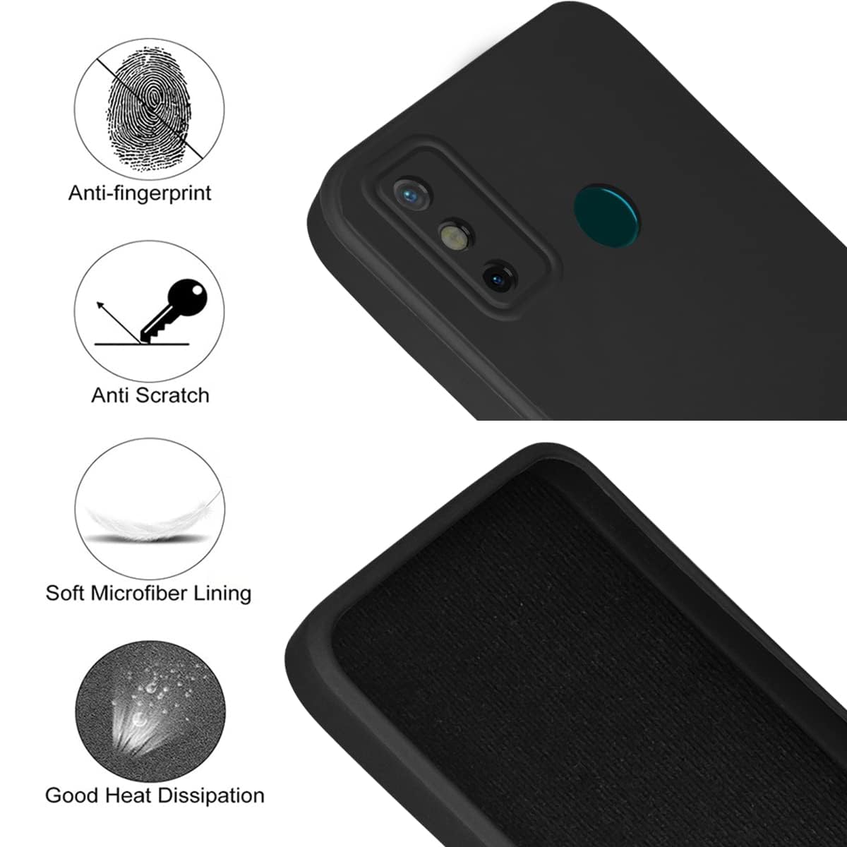 For Tecno Spark Go 2020 | Go 2021 Back Cover Case (Matte Silicone with Inside Fiber Cloth)