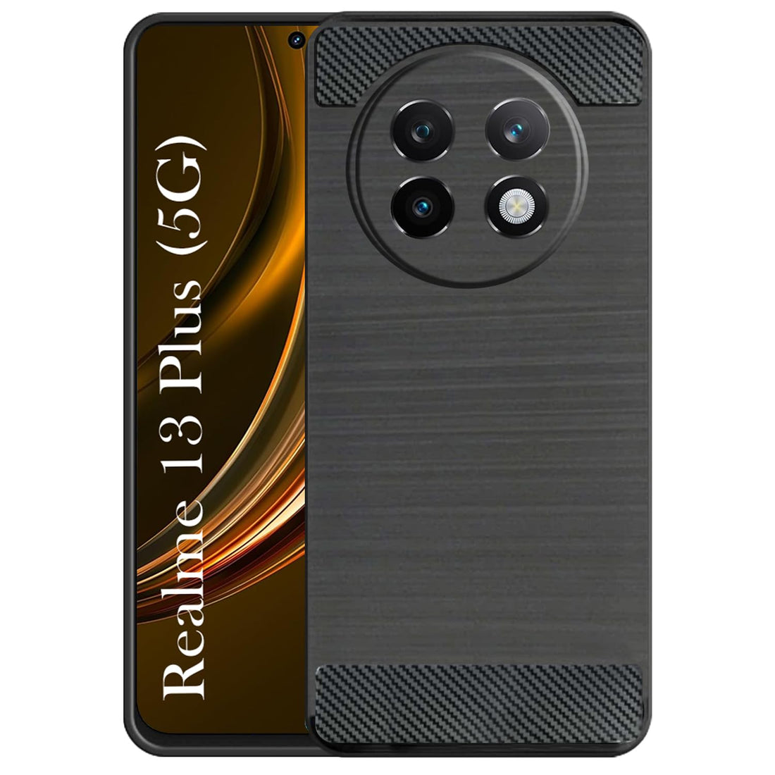 For Realme 13 Plus Back Cover Case( Hybrid Armor Case | Carbon Fiber Shockproof | Soft and Flexible)
