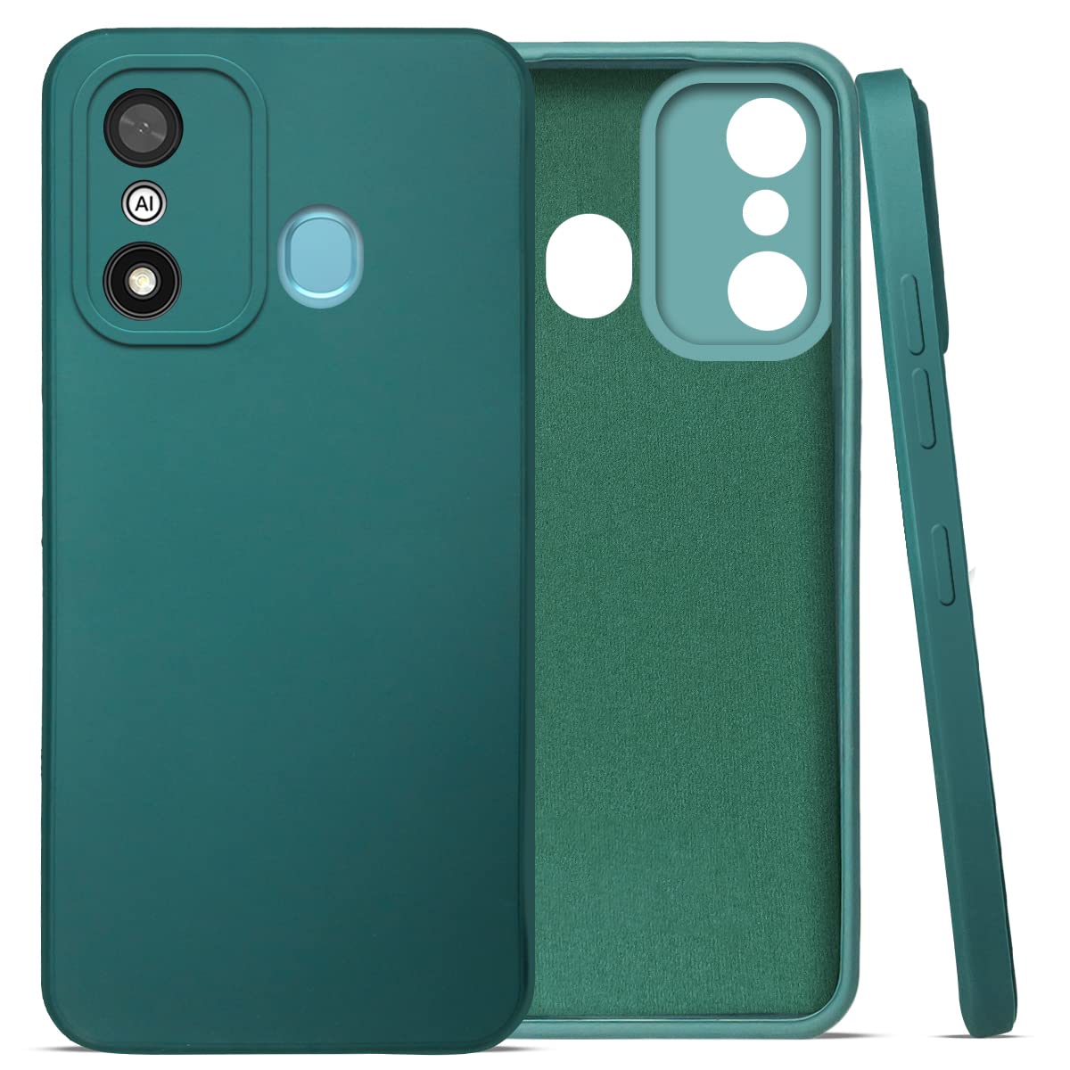 For Itel A27 Back Cover Case (Matte Finish Silicone with Inside Fiber Cloth)