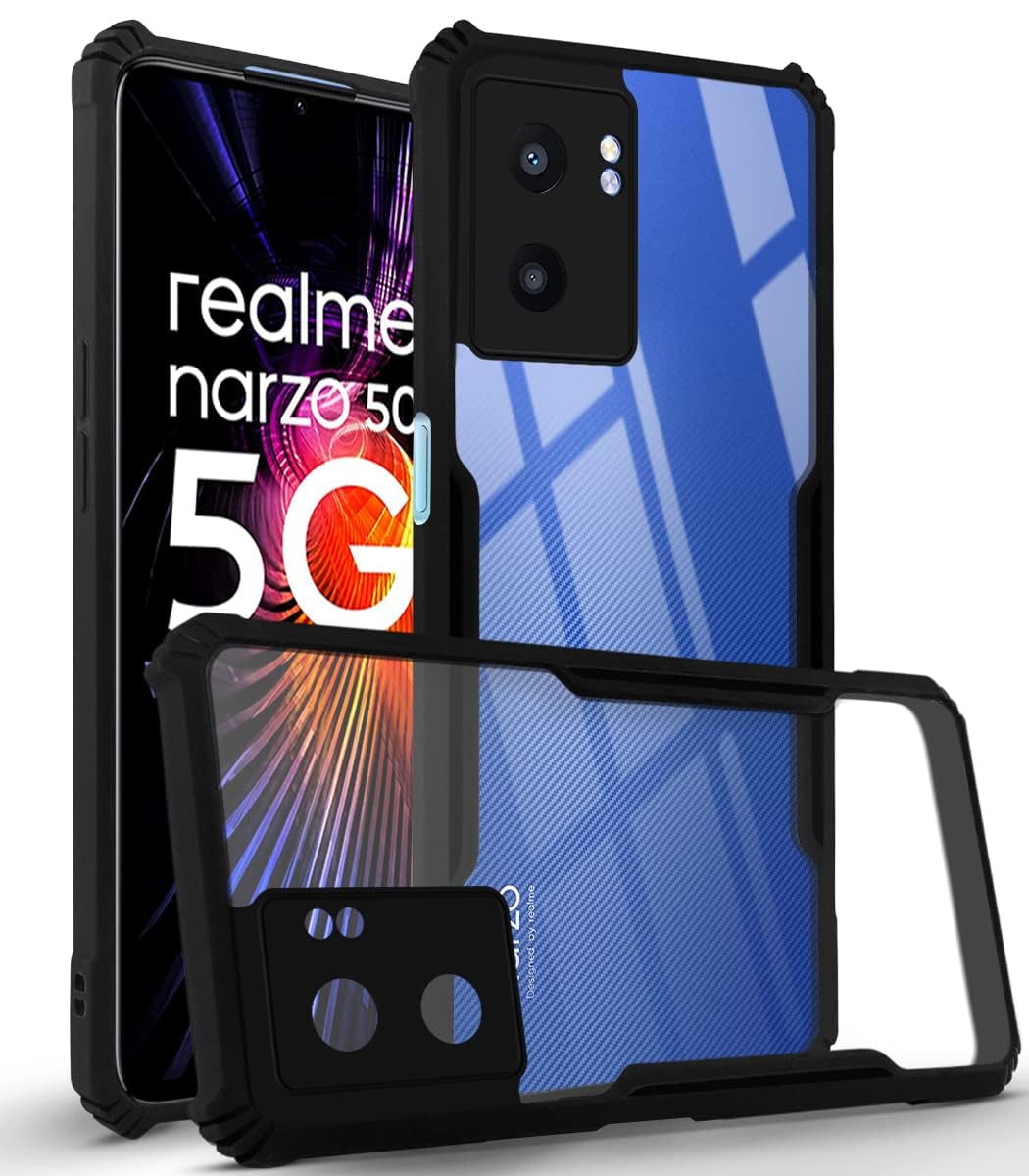 For Realme Narzo 50 5G  Back Cover Case (Lattice Wave Design | Camera Protection |Soft Touch Finish | 360 Degree Protection | Matte Black)