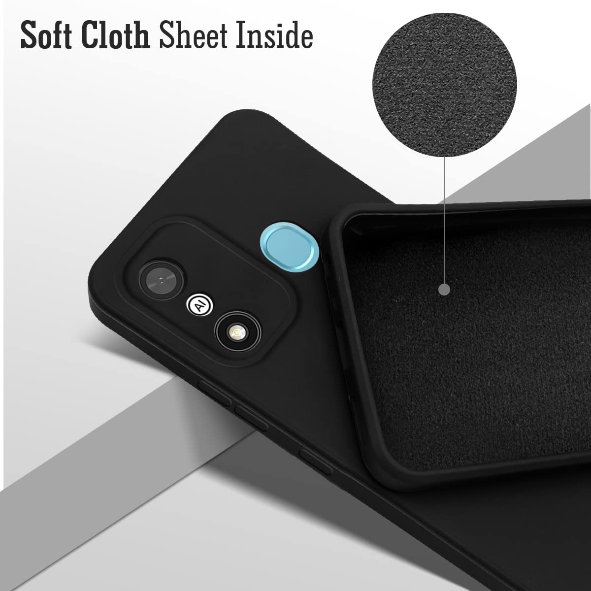 For Itel A27 Back Cover Case (Matte Finish Silicone with Inside Fiber Cloth)
