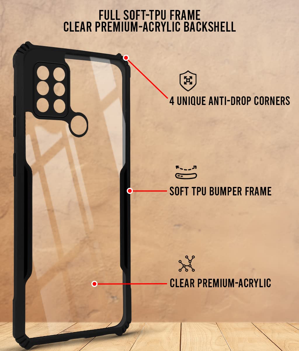 For Tecno Pova Back Cover Case (Crystal Glass Back | Camera Protection | Shockproof Bumpers)
