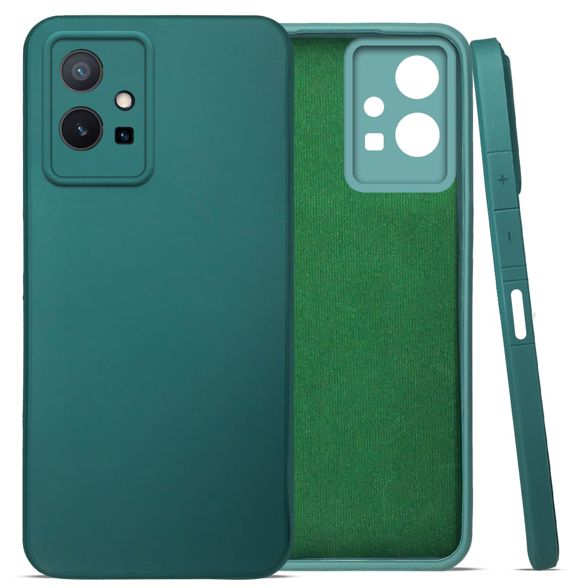 For Vivo Y75 5G | Y55 5G Back Cover Case (Matte Finish Silicone with Inside Fiber Cloth)