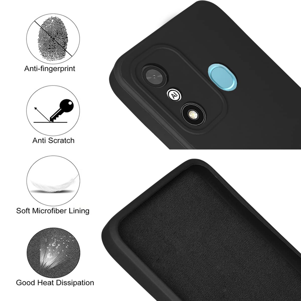 For Itel A27 Back Cover Case (Matte Finish Silicone with Inside Fiber Cloth)