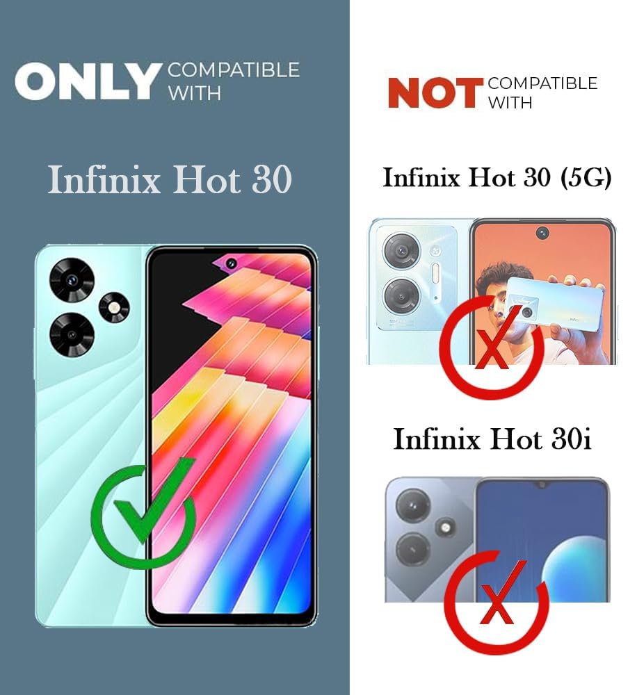 For Infinix Hot 30 Back Cover Case Hybrid (Shockproof with Polycarbonate Clear Panel | Professional Black)