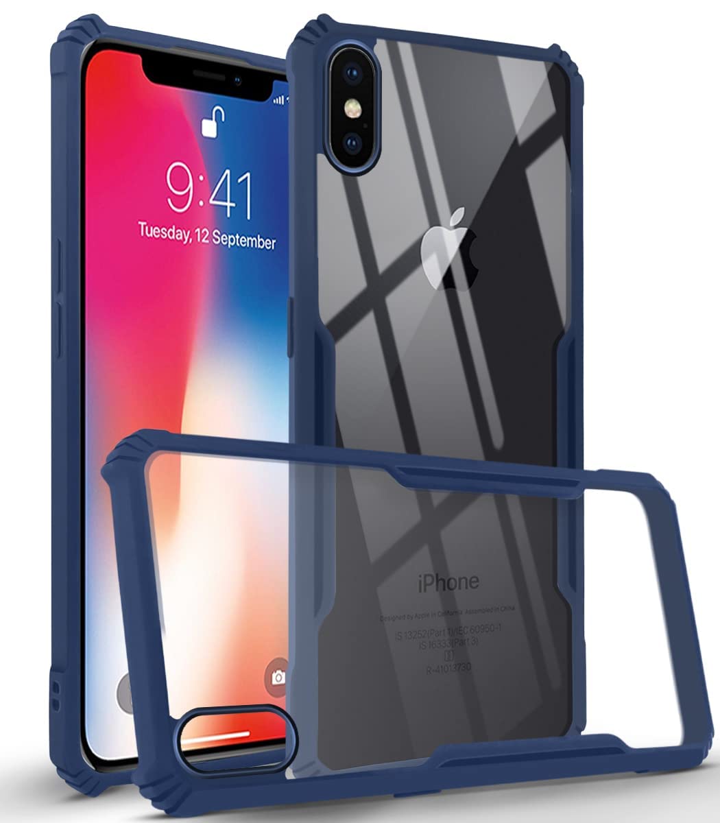 For Apple iPhone X Back Cover Case (Shockproof with Polycarbonate Clear Panel)